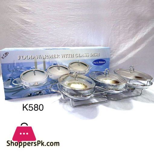 Food Warmer with Glass Oval Dish 3 x 1.5 Liter K580