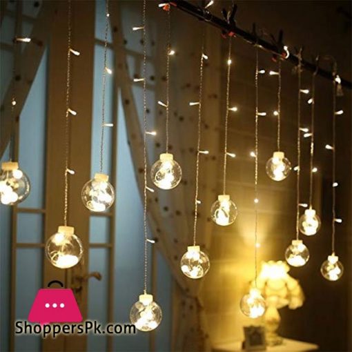 Global 2.5M 108LED Ball String Lights Curtain Light Warm White Ball for Christmas Wedding Party Decorations