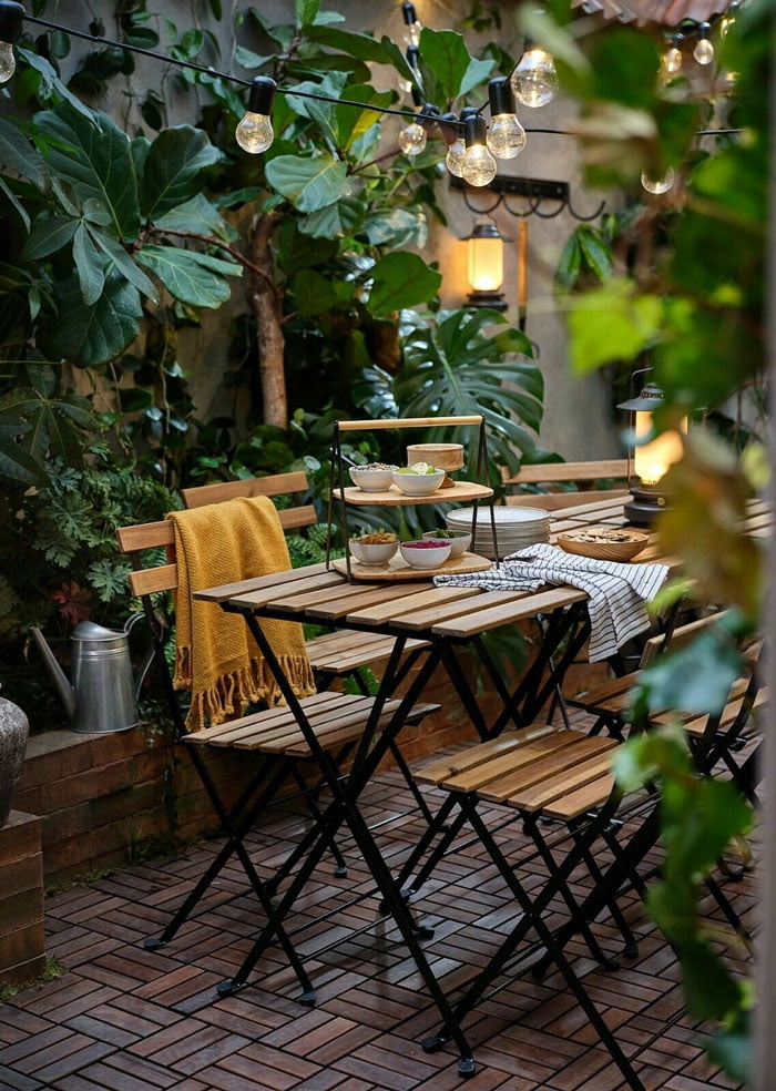 Ikea Fullspackad Serving Tray 2-Level Snacks/Appetizers Bamboo, Black Steel New