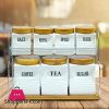 Kitchen Storage 7 Pcs Sugar Tea Coffee Ceramic Canisters Jar Set with Wooden Lid