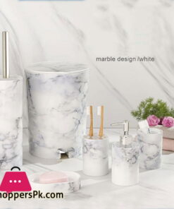 Limon 6 Pieces Marble Design Bathroom Accessories Set