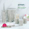 Limon 6 Pieces Marble Design Bathroom Accessories Set Gray 1 Limon 6 Pieces Marble Design Bathroom Accessories Set Gray