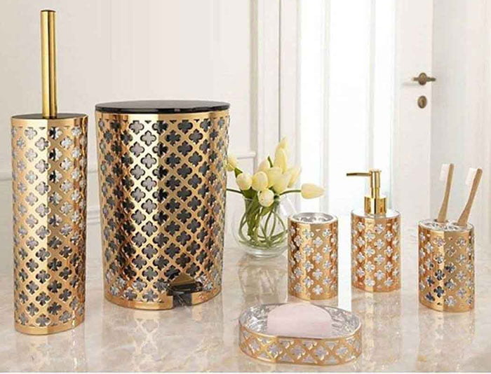 Limon 6 Pieces Bathroom Accessories Set Gold