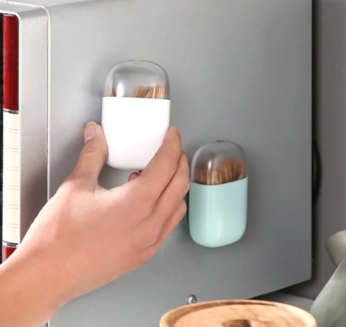 Plastic Toothpick Box With Fridge Magnet 4 Plastic Toothpick Box With Fridge Magnet