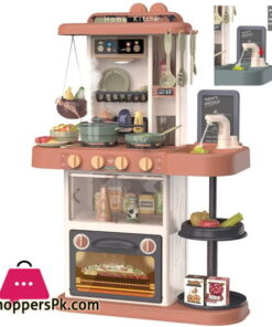 Play Kitchen Kids Kitchen Toy Set Plastic with Note Board Steam Realistic Lights and Sounds Tableware Kitchen Utensils Pot And Pan Watering