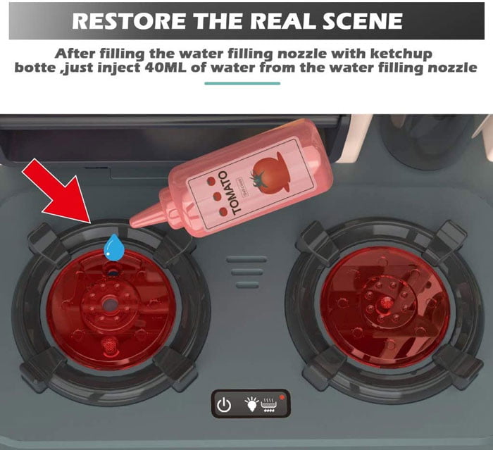 Play Kitchen Kids Kitchen Toy Set Plastic With Note Board Steam Realistic Lights And Sounds Tableware Kitchen Utensils Pot And Pan Watering