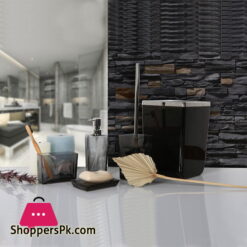 Primanova Bathroom Set Square Clear Acrylic Black With Silver Frame