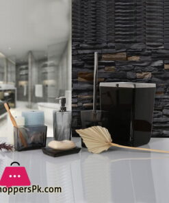 Primanova Bathroom Set Square Clear Acrylic Black With Silver Frame
