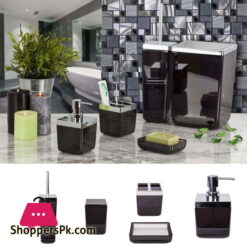 Primanova Bathroom Set Square Clear Acrylic Black With Silver Frame (Copy)