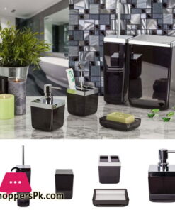 Primanova Bathroom Set Square Clear Acrylic Black With Silver Frame (Copy)