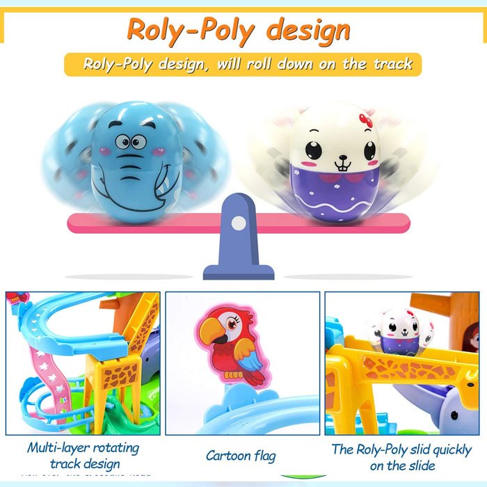 Roly-Poly Ball Drop, Baby Toddler Activities Stem Educational Games Building Toys, Animal Track Marble Run