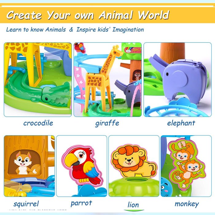 Roly-Poly Ball Drop, Baby Toddler Activities Stem Educational Games Building Toys, Animal Track Marble Run