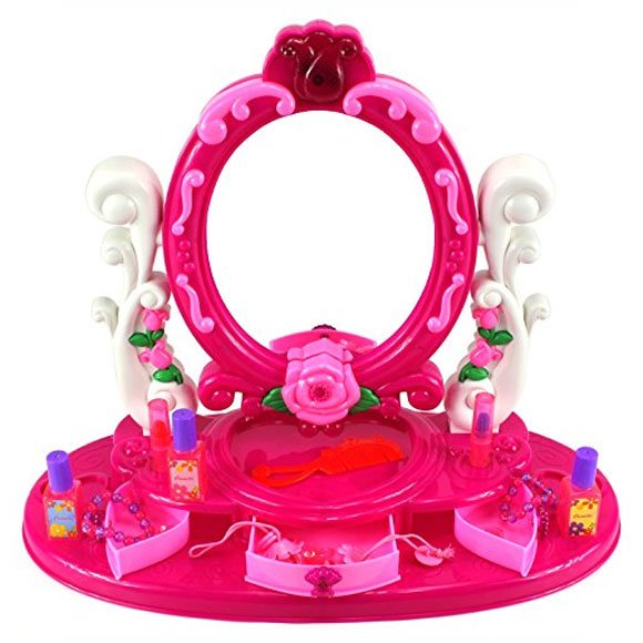 Set Of Light &Amp; Music Vanity Mirror With Accessories Girls Toy Gift