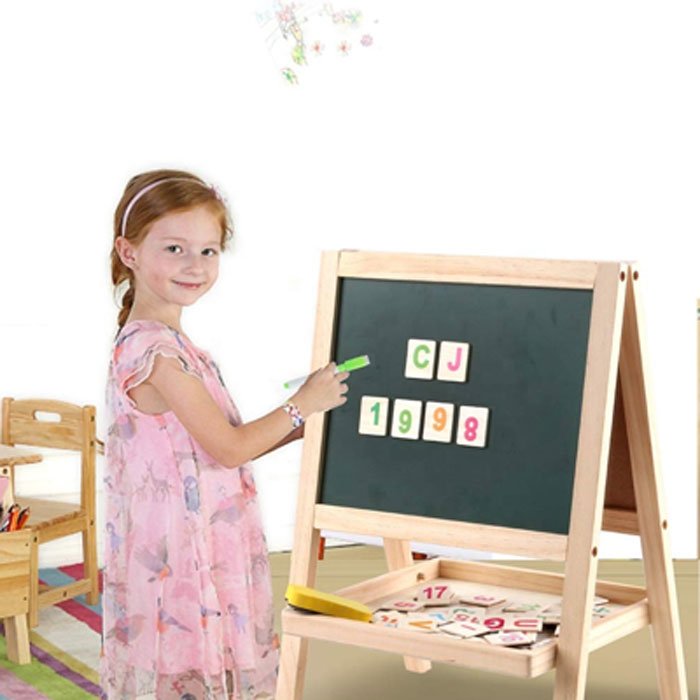 Double Sided Small Drawing Board Chalkboard Adjustable Standing Easel Holder For Kids