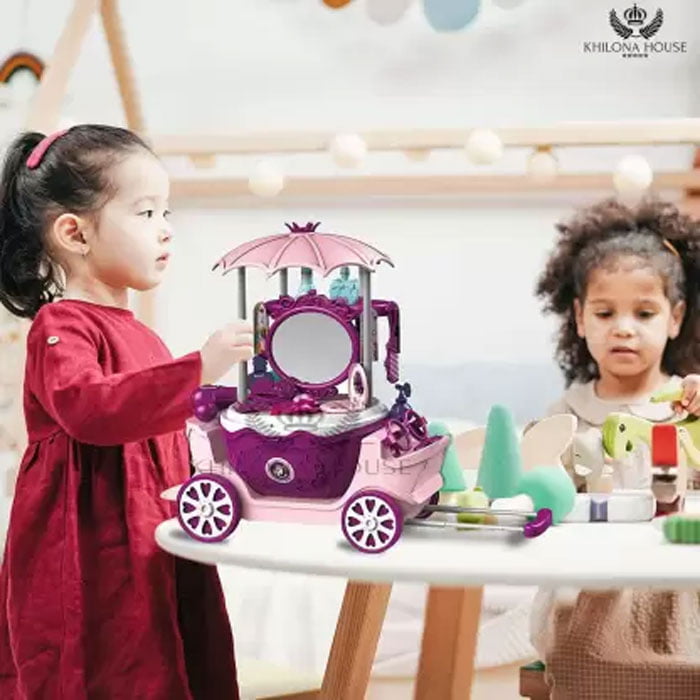 4 In 1 Make Up Dressing Trolley For Girls Princess Dresser Beauty Kit With Mirror 4 4 In 1 Make Up Dressing Trolley For Girls Princess Dresser Beauty Kit With Mirror