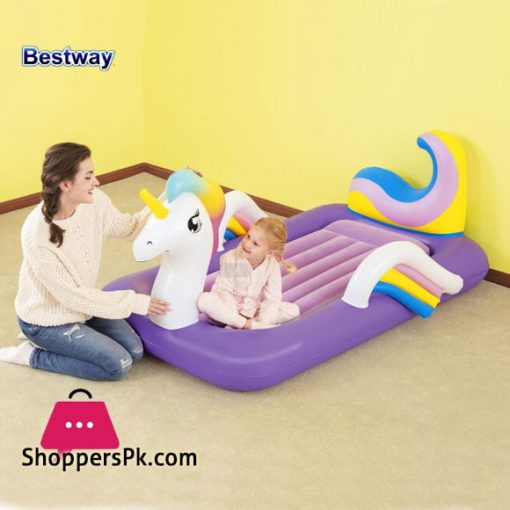 Bestway Airbed Inflatable Unicorn Dreamchaser Comfort Air Mattress With Backrest For Kids Furniture - 67713