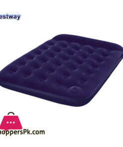Bestway Inflatable Flocked Double Airbed Built-in Pillow and Foot Pump Mattress - 67225