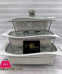 Buffet Dishes With Glass Lids & Stand 3 Pcs Set 009-81-1