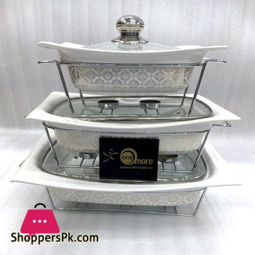 Buffet Dishes With Glass Lids & Stand 3 Pcs Set 009-81