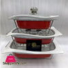 Buffet Dishes With Glass Lids &Amp; Stand 3 Pcs Set 009-82-1