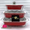 Buffet Dishes With Glass Lids & Stand 3 Pcs Set 009-82