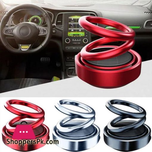 Car Solar Powered Rotating Air Freshner Double Ring 360 Degree Rotating Suspension Aromatherapy