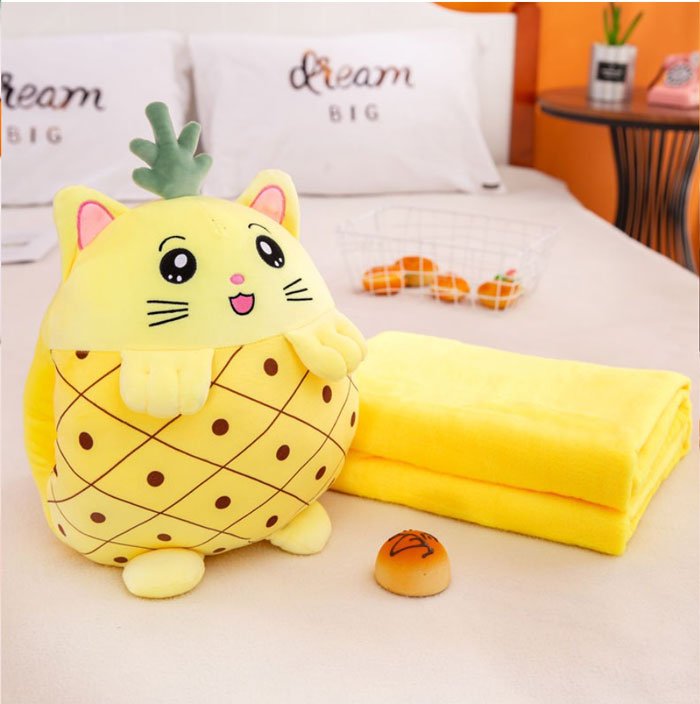Cartoon Fruit Plush Pillow &Amp; Blanket Set