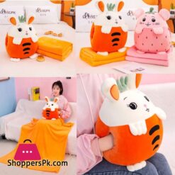 Cartoon Fruit Plush Pillow & Blanket Set