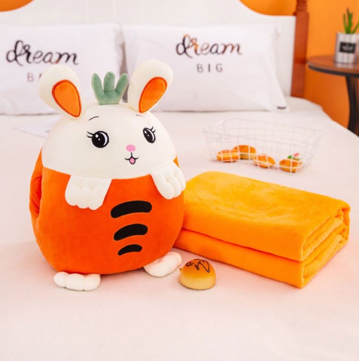 Cartoon Fruit Plush Pillow &Amp; Blanket Set