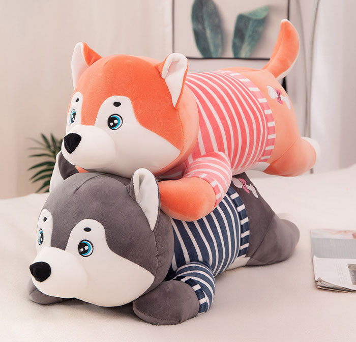 Cute Husky Soft Dog Plush Pillow &Amp; Blanket Set