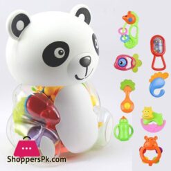 Cute Panda Rattle Set 8 Pcs Box Cum Piggy Bank
