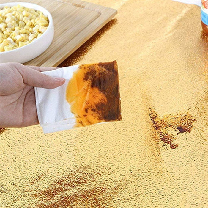 Diy Waterproof Oil Proof Aluminum Foil Self Adhesive Wall Sticker Kitchen Cooking Stove (Golden) (40X100)