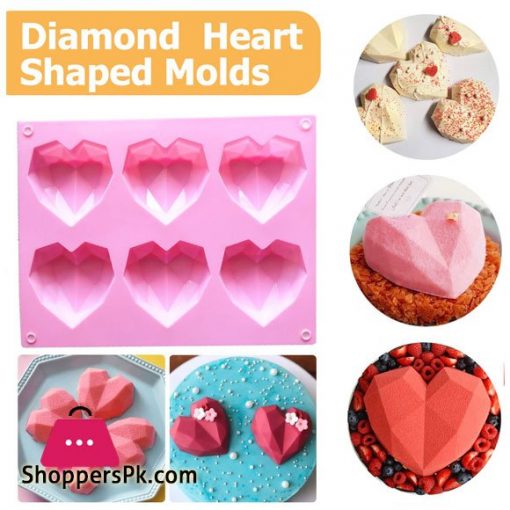 Diamond 3d Heart Shape Silicone Mold 6 Cavity