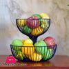 European Style 2-Tier Metal Fruit Basket Bowl - Black
