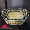 Handcrafted Basket Rattan Basket Iron Matel Serving Tray Decor Fruit Basket 3 Pcs