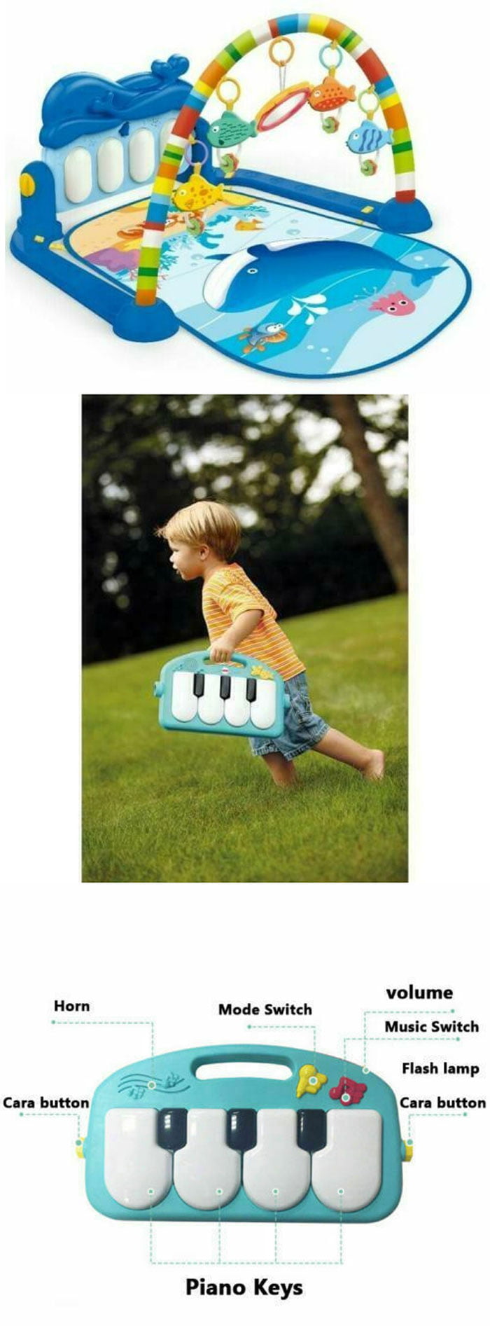 Huanger Playmat Kick 'N' Play Newborn Baby Playmat, Play Gym, Musical Activity Gym 0-36 Month