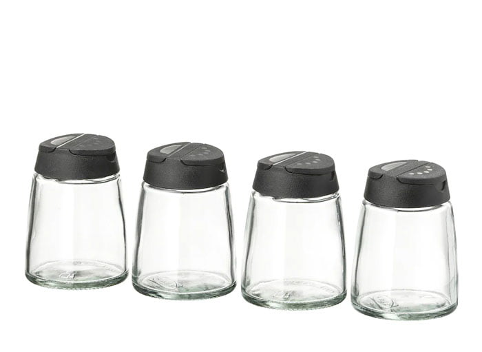 Ikea 365+ Ihardig Spice Jar Glass Black Pack Of 4