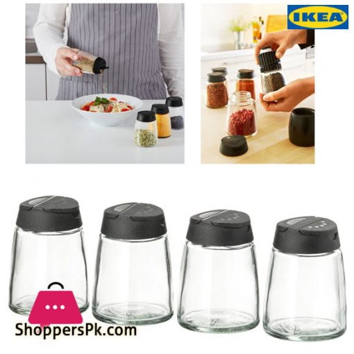 IKEA 365+ IHARDIG Spice jar Glass Black Pack of 4