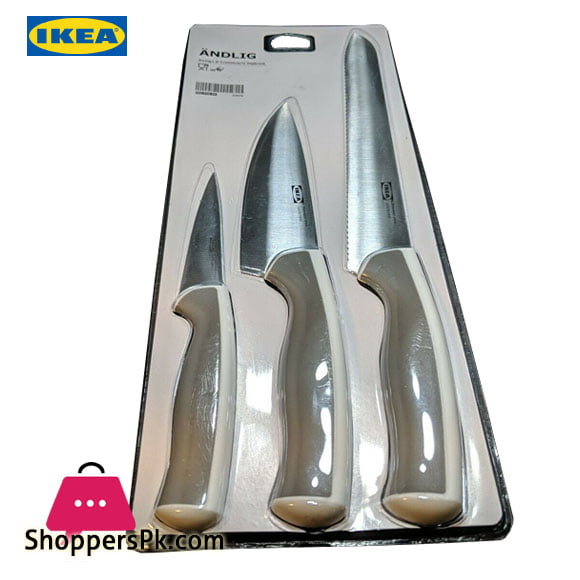 ÄNDLIG 3-piece knife set, light gray/white - IKEA