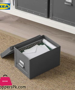Ikea FJALLA Storage Box With Lid, Dark Grey 18x26x15 cm