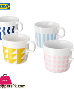 Ikea FRAMKALLA Mug Mixed Patterns 21 cl Pack of 4