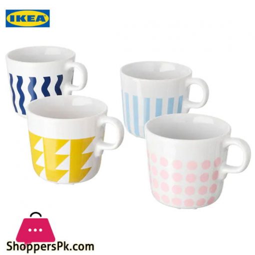Ikea FRAMKALLA Mug Mixed Patterns 21 cl Pack of 4