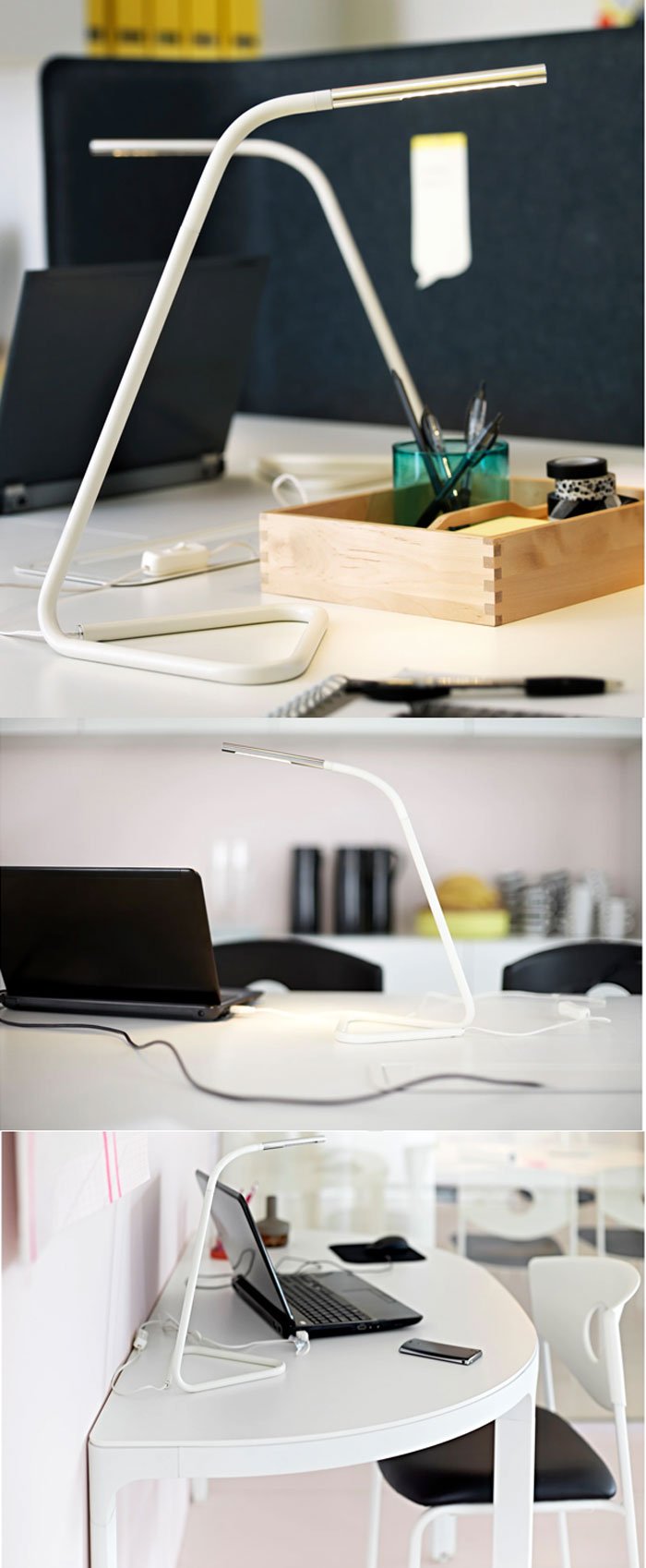 Ikea HARTE LED Work Lamp White Silver Colour