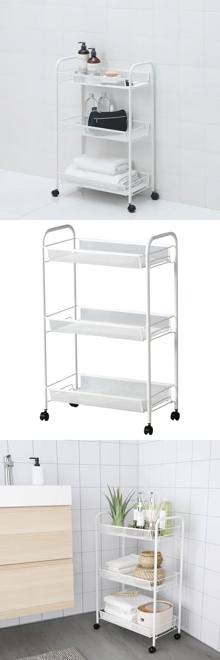 Ikea Hornavan Trolley White 26X48X77 Cm