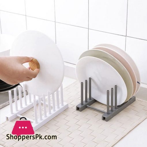Kitchen Dish Plate Pot Cover Drying Drain Holder Plastic Storage Rack Shelf