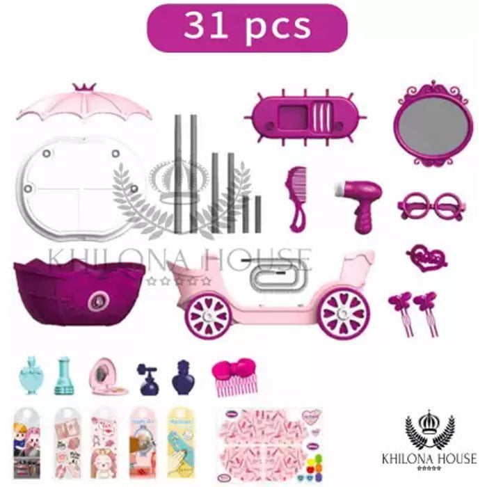 4 In 1 Make Up Dressing Trolley For Girls Princess Dresser Beauty Kit With Mirror 5 4 In 1 Make Up Dressing Trolley For Girls Princess Dresser Beauty Kit With Mirror
