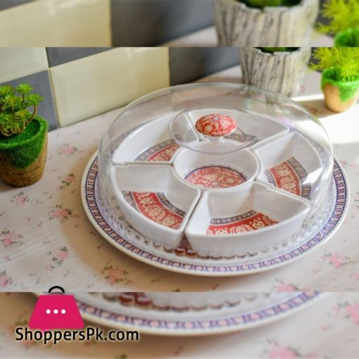 Melamine Plastic 7 Pcs Dry Fruit Plate with Cover