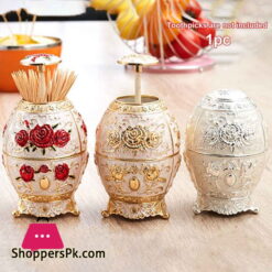 Metal Vintage Automatic Toothpick Holder Zinc Alloy Metal Toothpick Dispenser Box Organizer European Style New Design