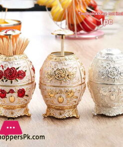 Metal Vintage Automatic Toothpick Holder Zinc Alloy Metal Toothpick Dispenser Box Organizer European Style New Design