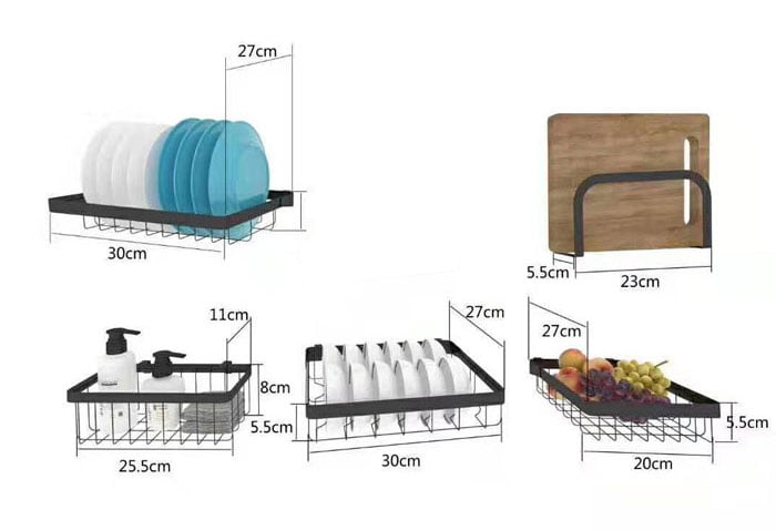 Over The Sink Dish Drying Rack Shelf Stainless Steel Kitchen Cutlery Holder 85Cm